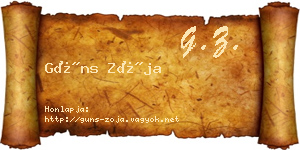 Güns Zója névjegykártya